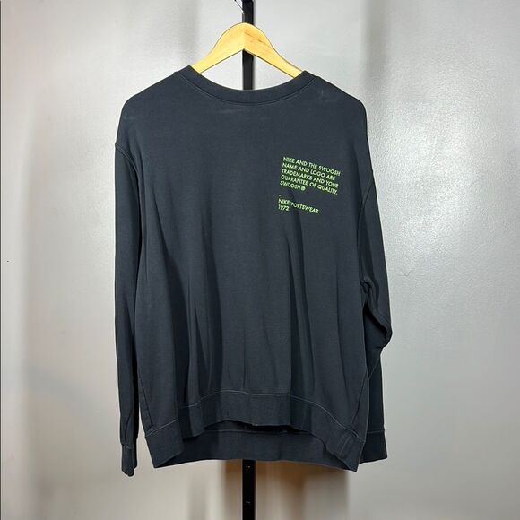 Nike Black Sweatshirt with Lime Text - Picture 1 of 6